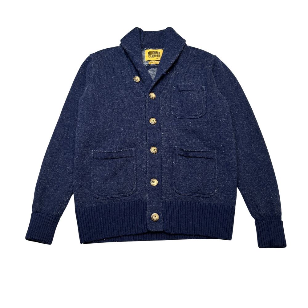 Billionaire Boys Club Wool Button Front Cardigan Sweater Mens Large Blue Y2K